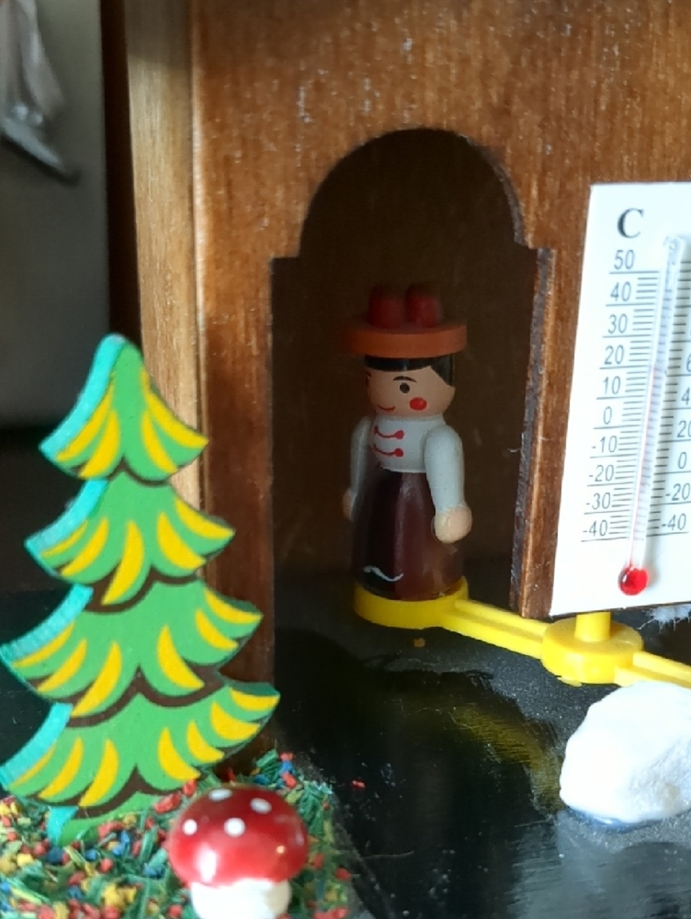 Vintage German Wood Chalet Barometer Thermometer Made In Germany - Picture 7 of 11